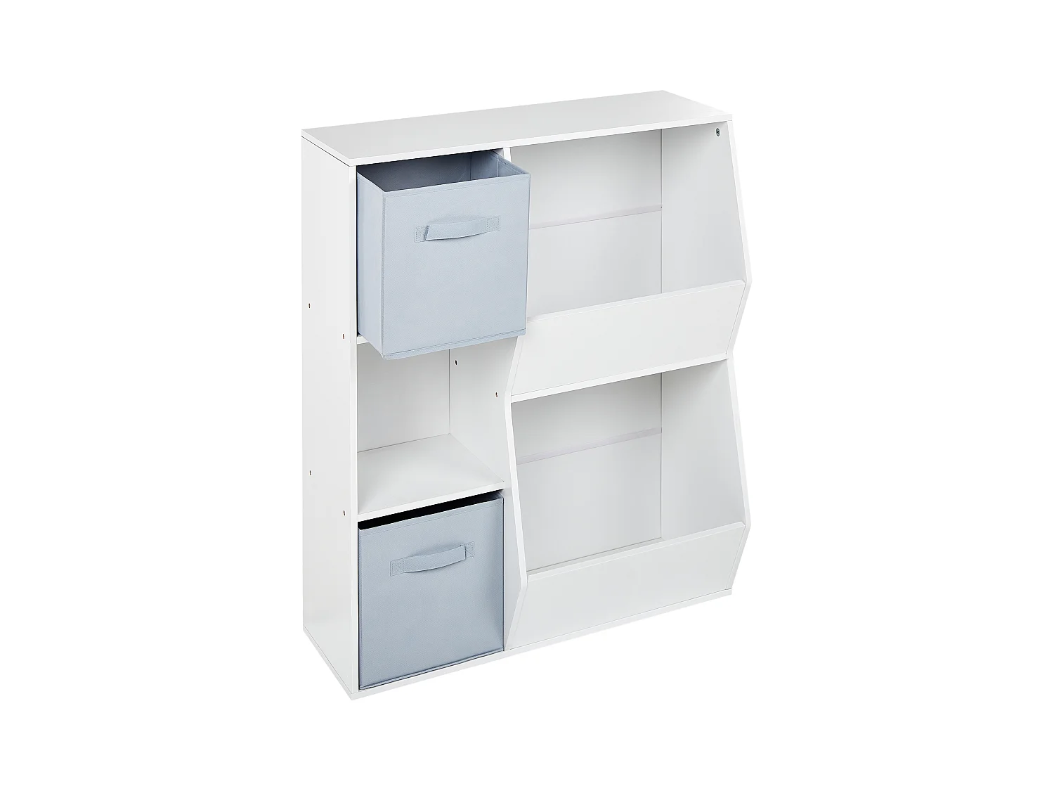 Bücherregal mit 3 Regalebenen Bücherregal Kinderzimmer Spanplatte mit Vliesstoffboxen Weiß Darlot