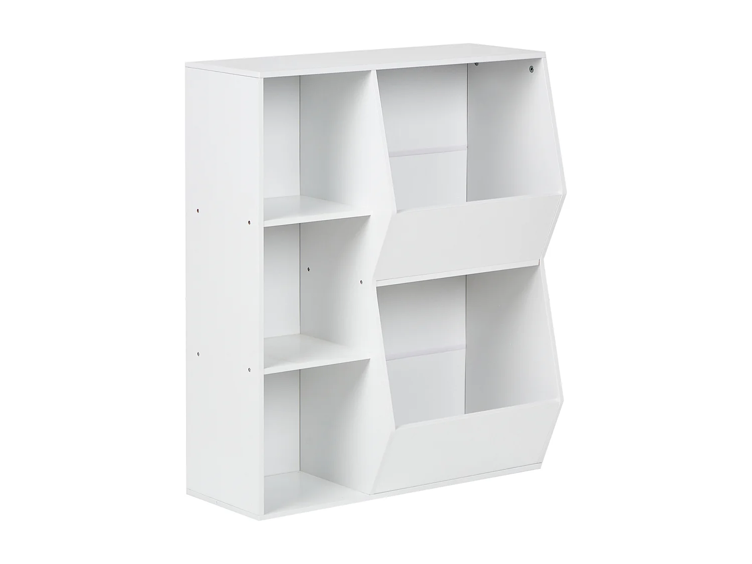 Bücherregal mit 3 Regalebenen Bücherregal Kinderzimmer Spanplatte mit Vliesstoffboxen Weiß Darlot