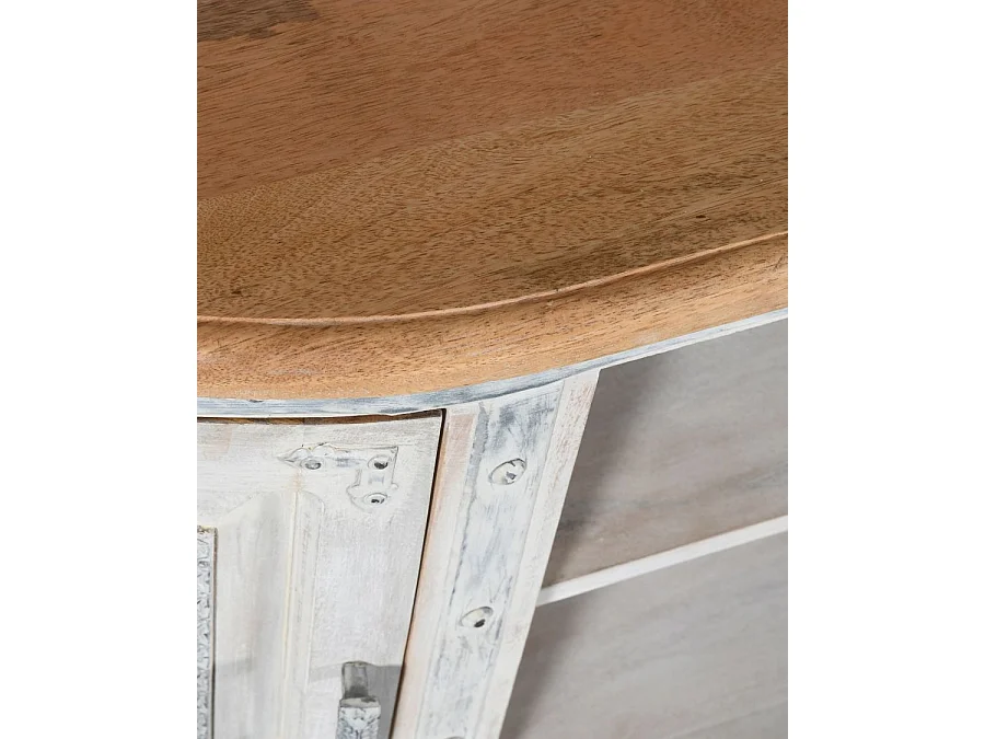 Argo - Mobile porta TV in legno massello di mango intagliato, 150 cm