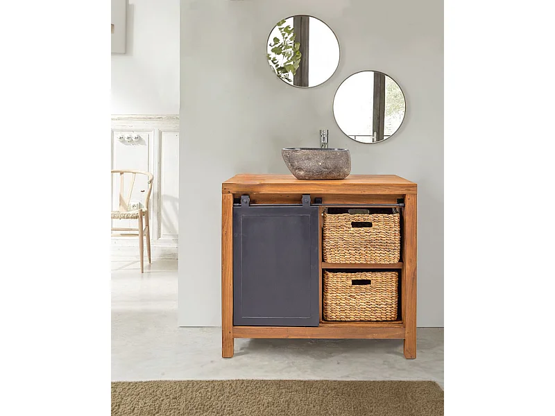 Boxel - Meuble salle de bain en bois de teck recycle