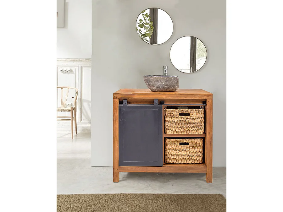 Boxel - Meuble salle de bain en bois de teck recycle