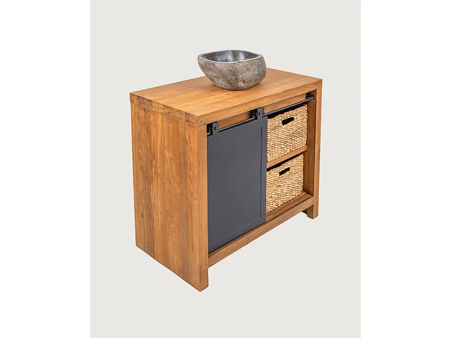 Boxel - Meuble salle de bain en bois de teck recycle