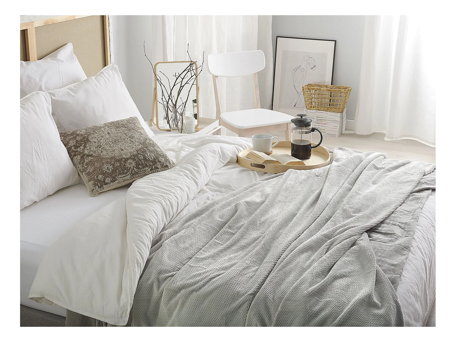 Plaid SAITLER 150 x 200 cm Lichtgrijs