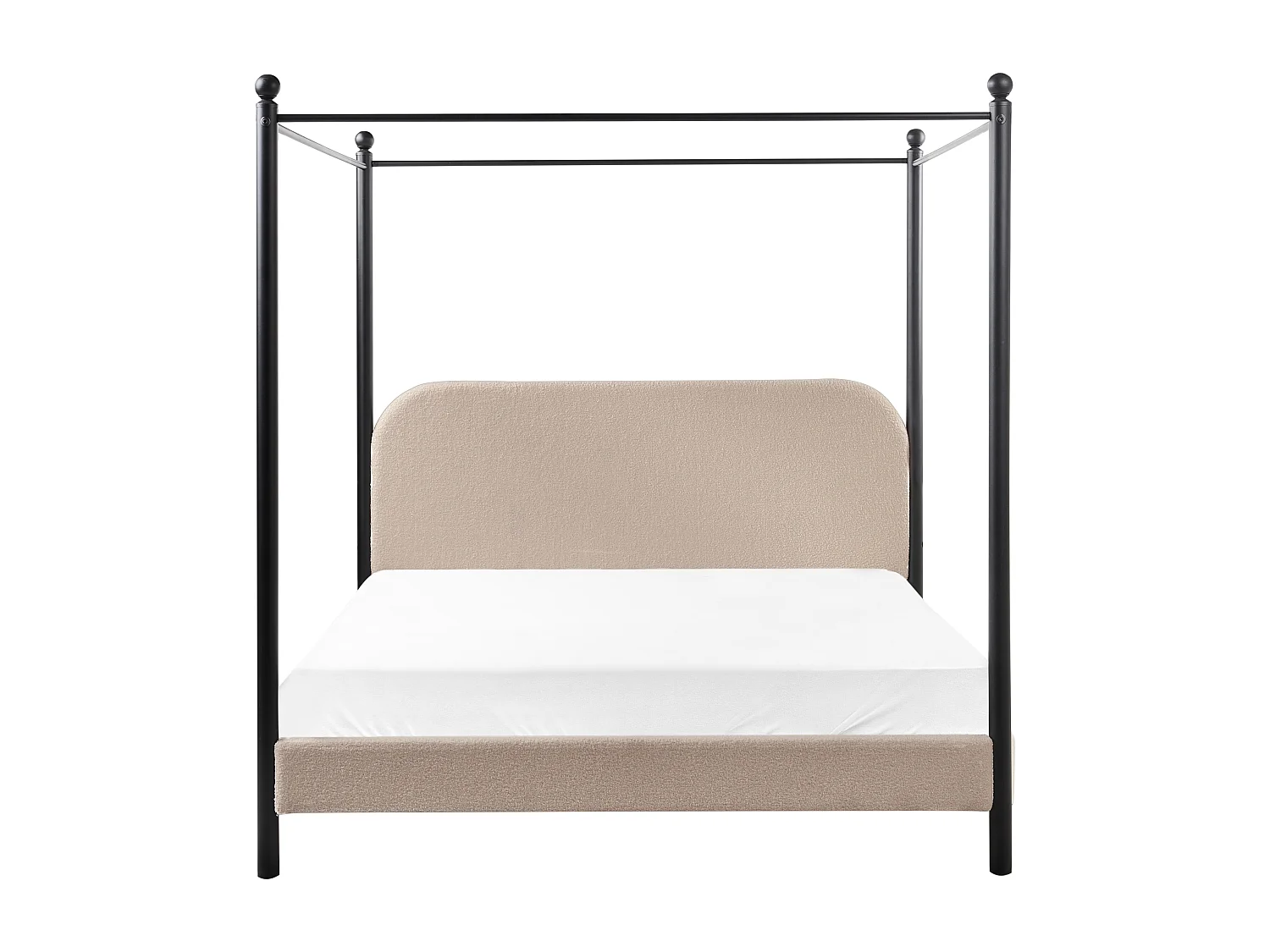 Cama con dosel Bouclé DANNEMOIS 160 x 200 cm Gris pardo