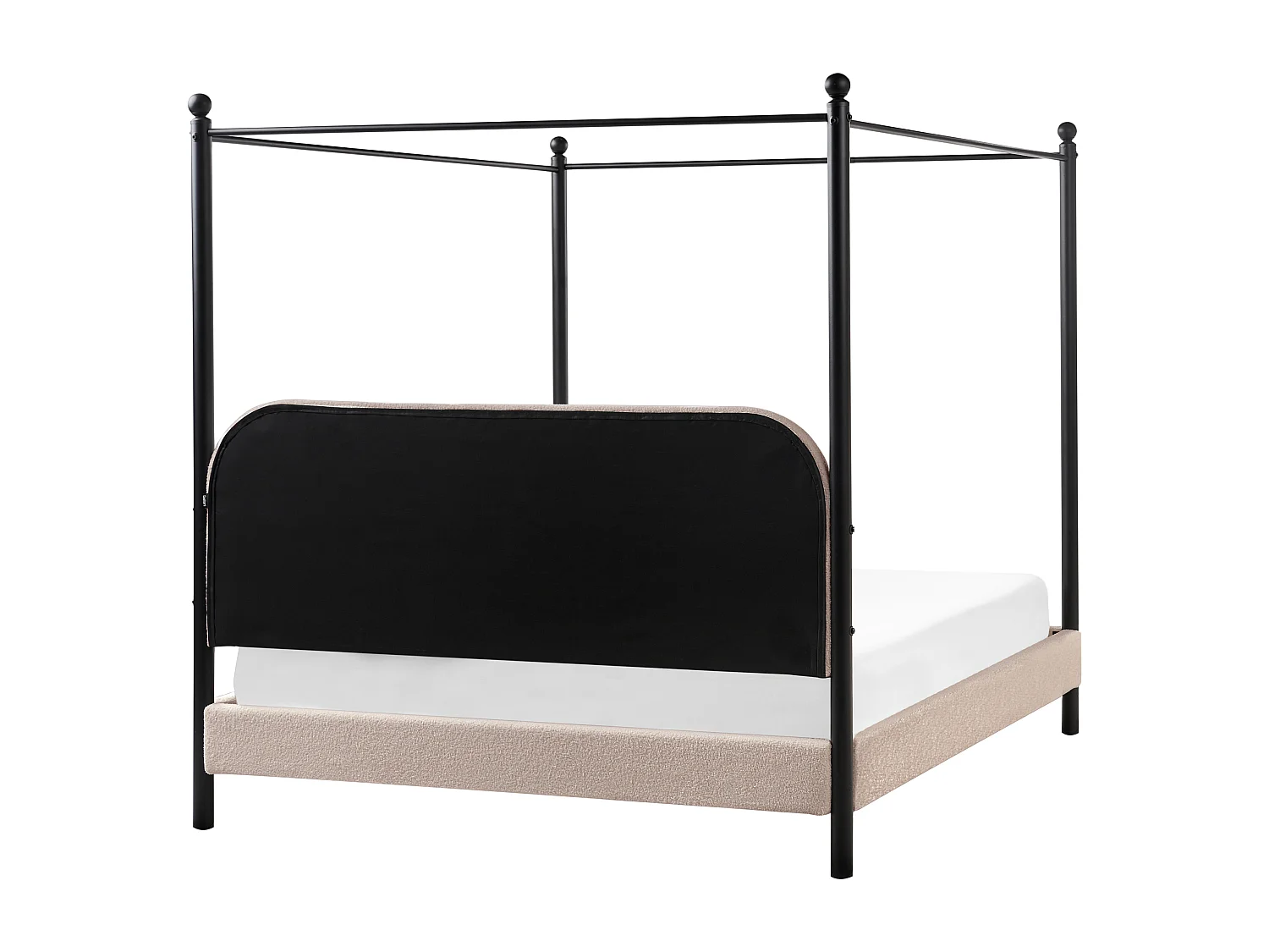 Himmelbett Bouclé DANNEMOIS 160 x 200 cm Taupe