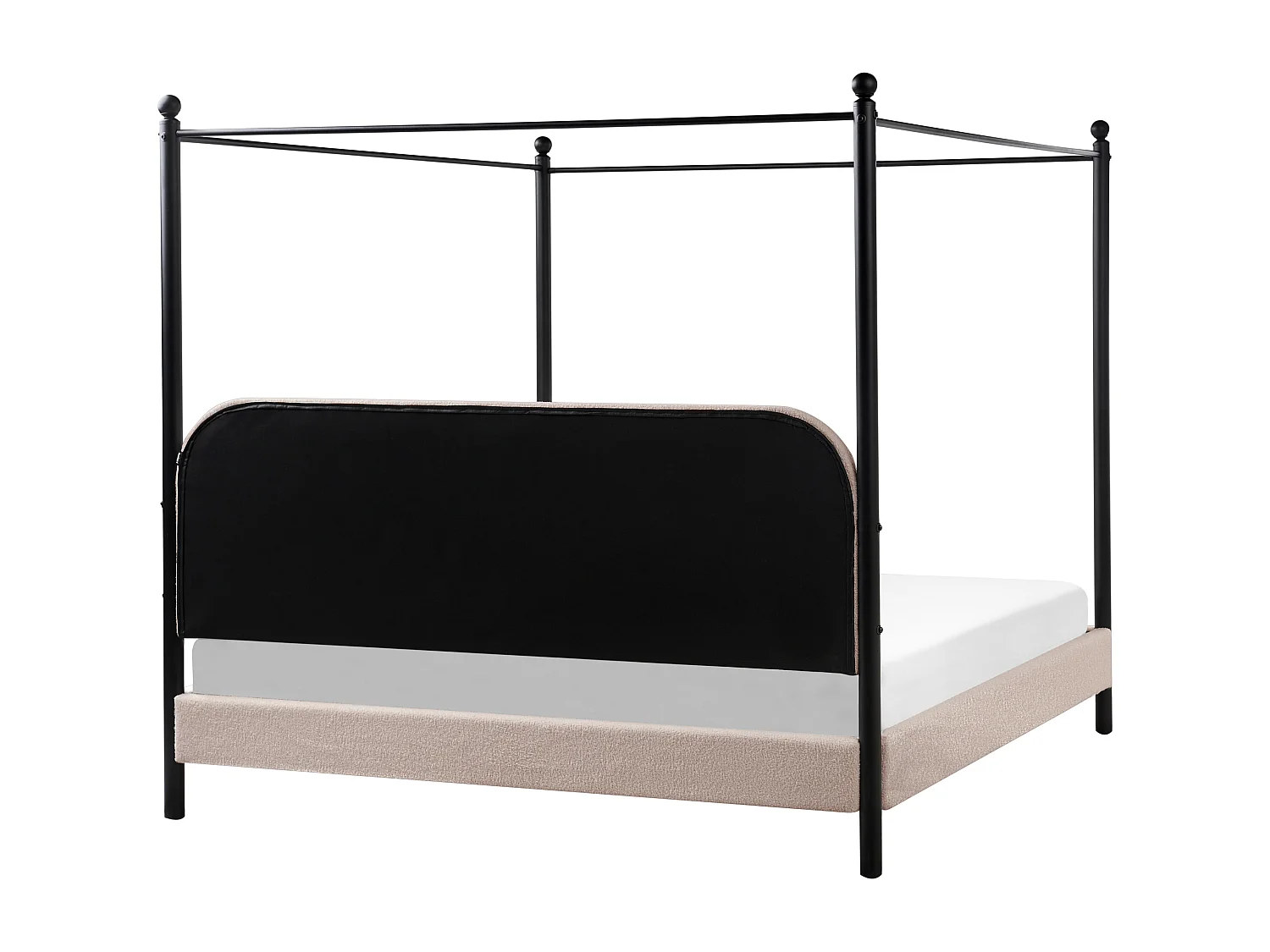 Lit à baldaquin Bouclé DANNEMOIS 180 x 200 cm Taupe