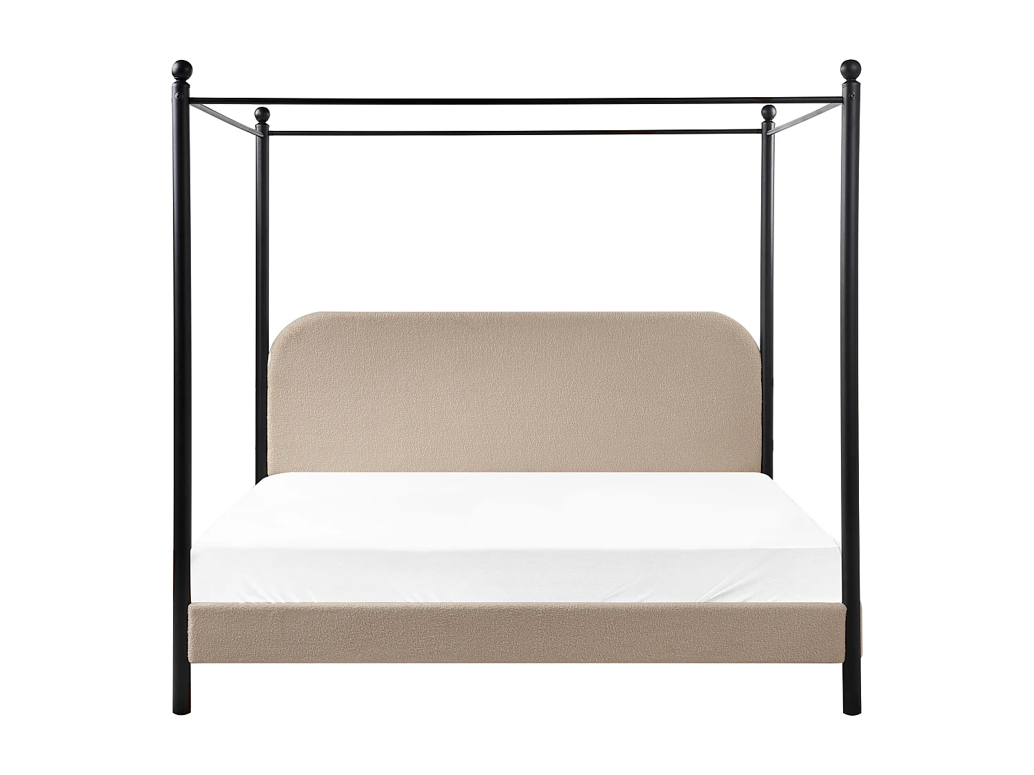 Lit à baldaquin Bouclé DANNEMOIS 180 x 200 cm Taupe