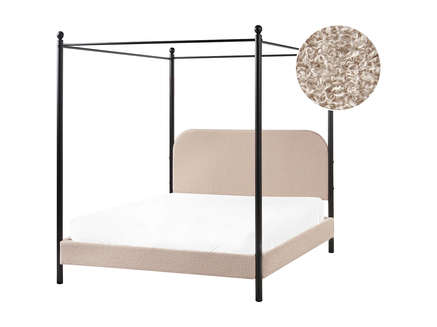 Letto a baldacchino Bouclé DANNEMOIS 140 x 200 cm Tortora