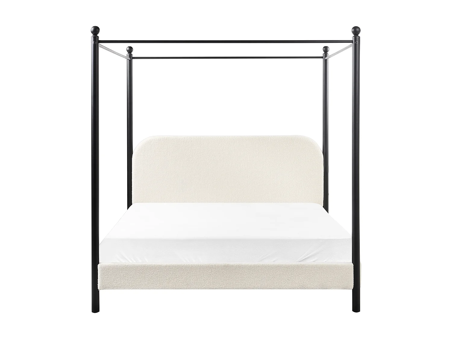 Letto a baldacchino Bouclé DANNEMOIS 160 x 200 cm Bianco sporco