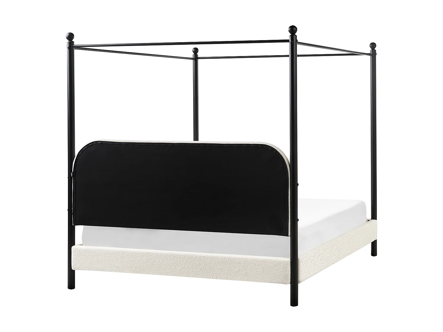 Cama con dosel Bouclé DANNEMOIS 160 x 200 cm Blanco crema