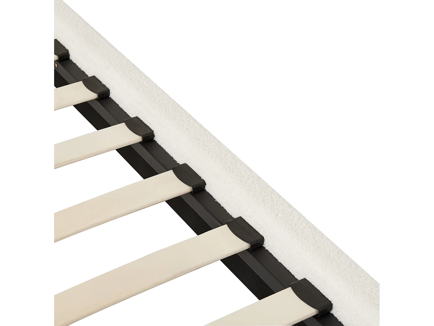 Lit à baldaquin Bouclé DANNEMOIS 160 x 200 cm Blanc cassé