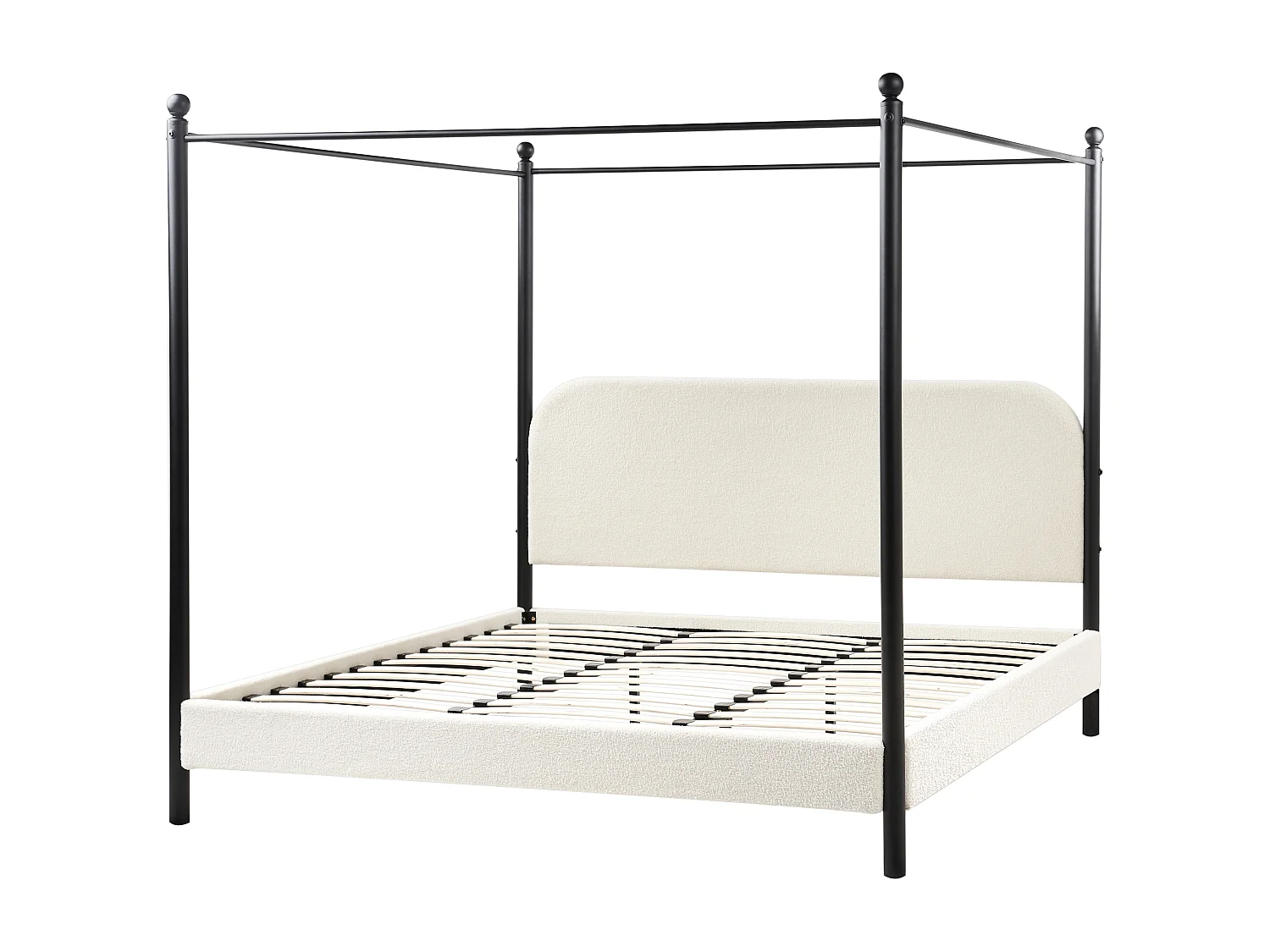 Himmelbett Bouclé DANNEMOIS 180 x 200 cm Cremeweiss