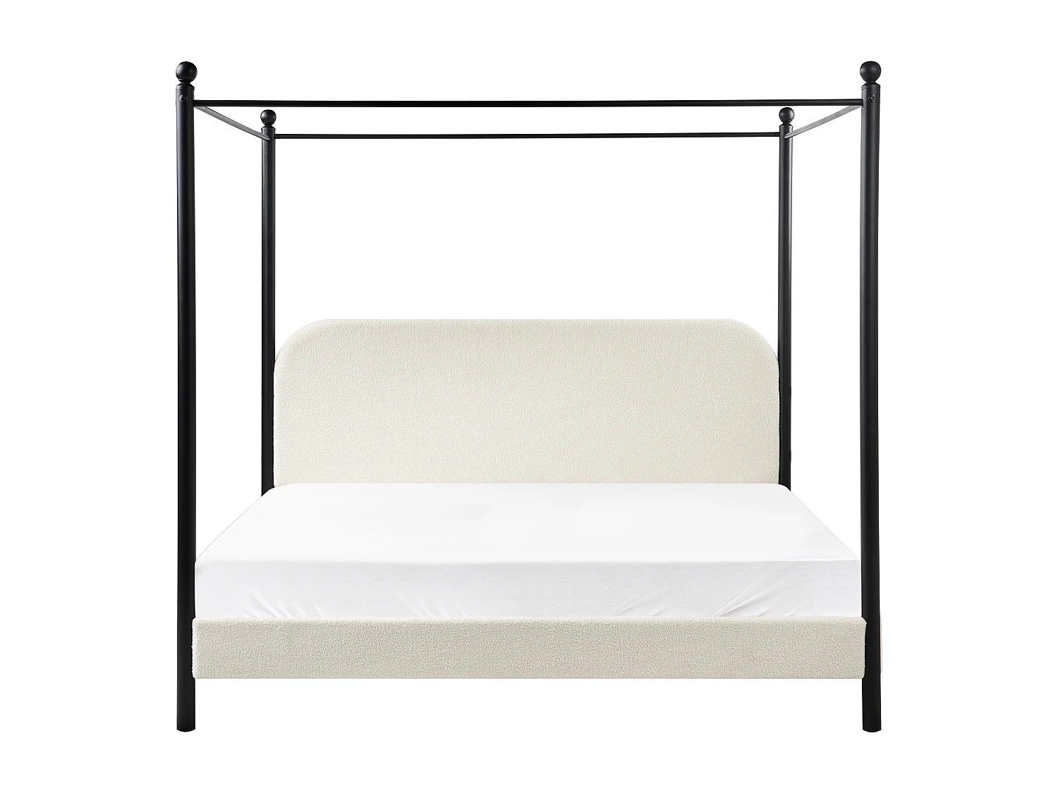 Himmelbett Bouclé DANNEMOIS 180 x 200 cm Cremeweiss