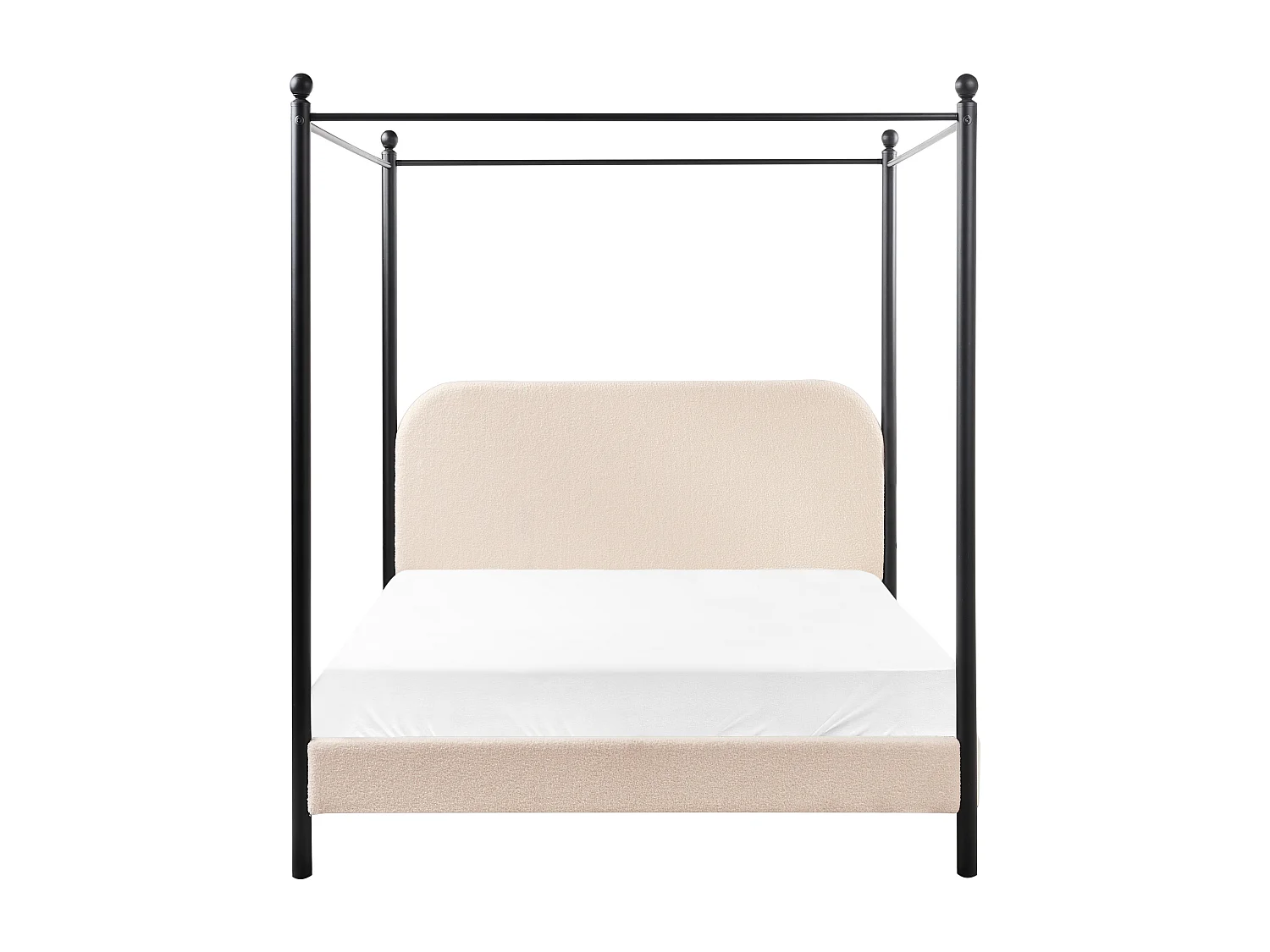 Lit à baldaquin Bouclé DANNEMOIS 140 x 200 cm Beige