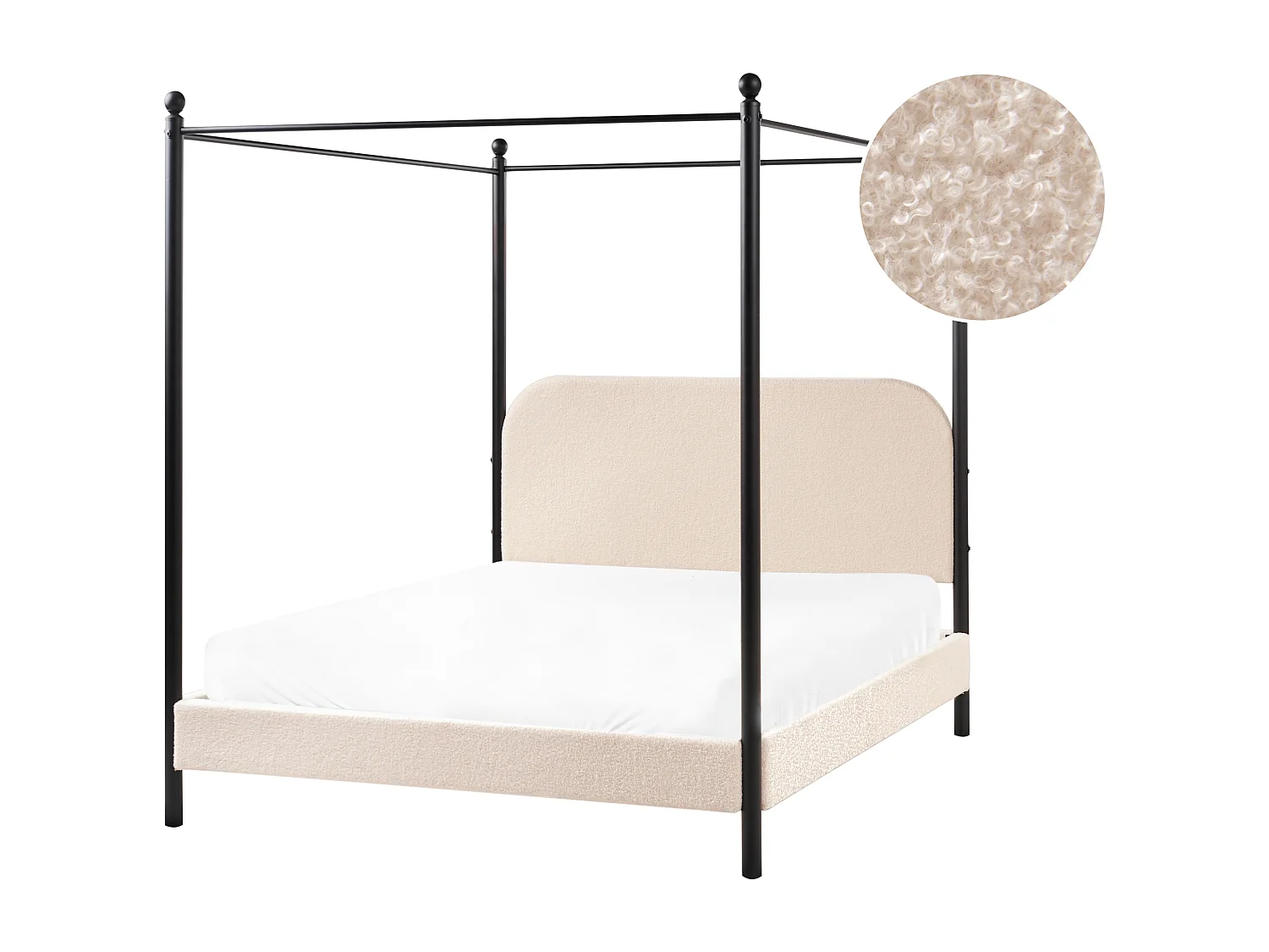 Himmelbett Bouclé DANNEMOIS 140 x 200 cm Beige