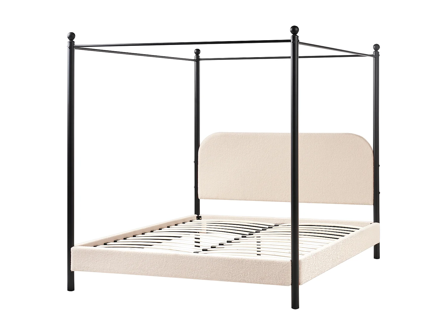 Himmelbett Bouclé DANNEMOIS 140 x 200 cm Beige