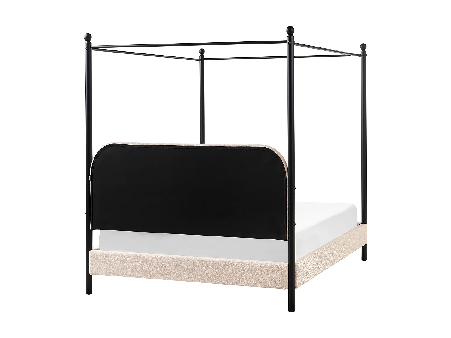 Cama de dossel Bouclé DANNEMOIS 140 x 200 cm Creme