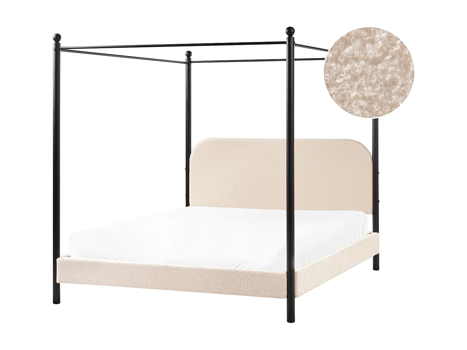 Letto a baldacchino Bouclé DANNEMOIS 160 x 200 cm Beige