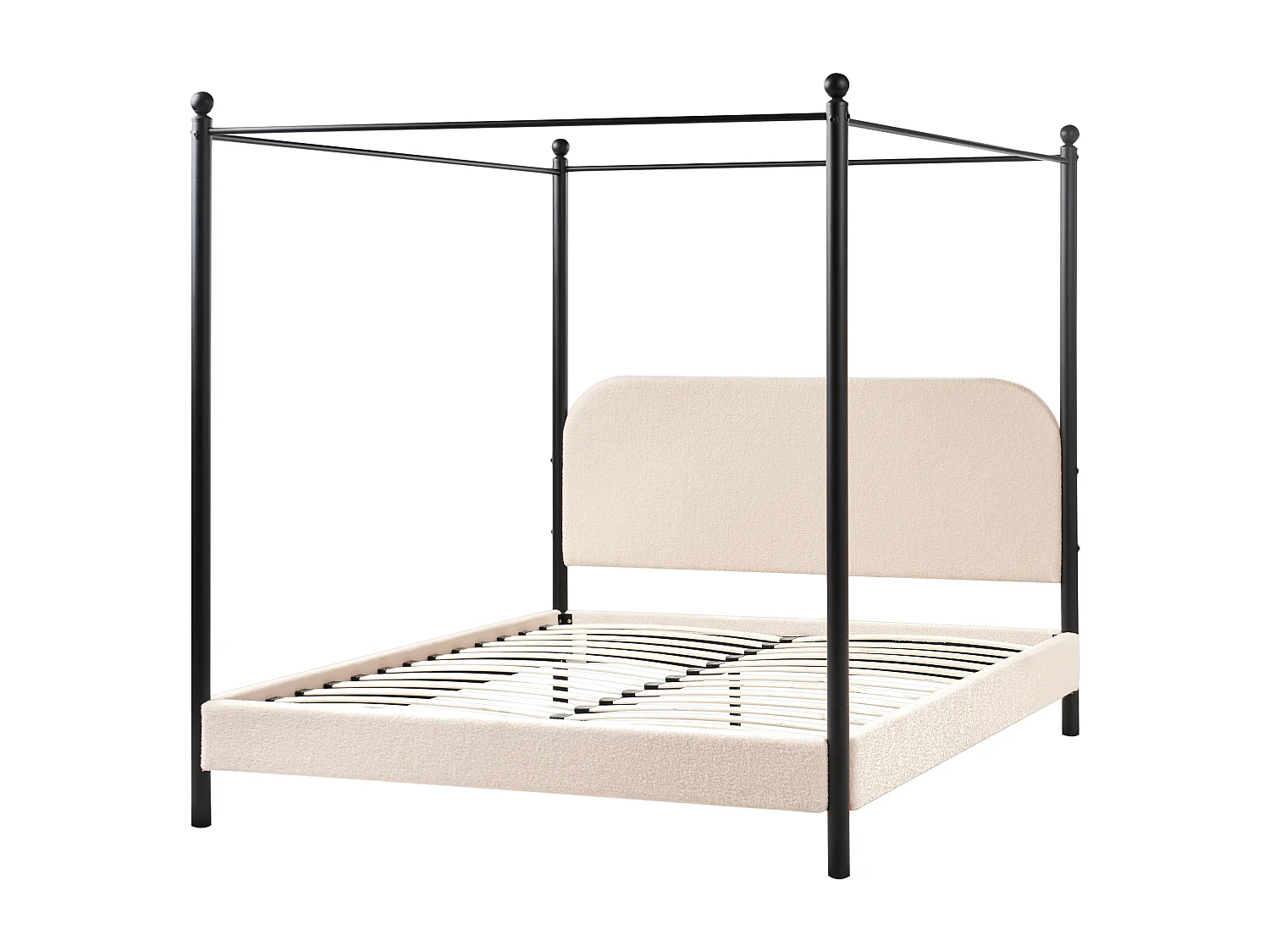 Letto a baldacchino Bouclé DANNEMOIS 160 x 200 cm Beige