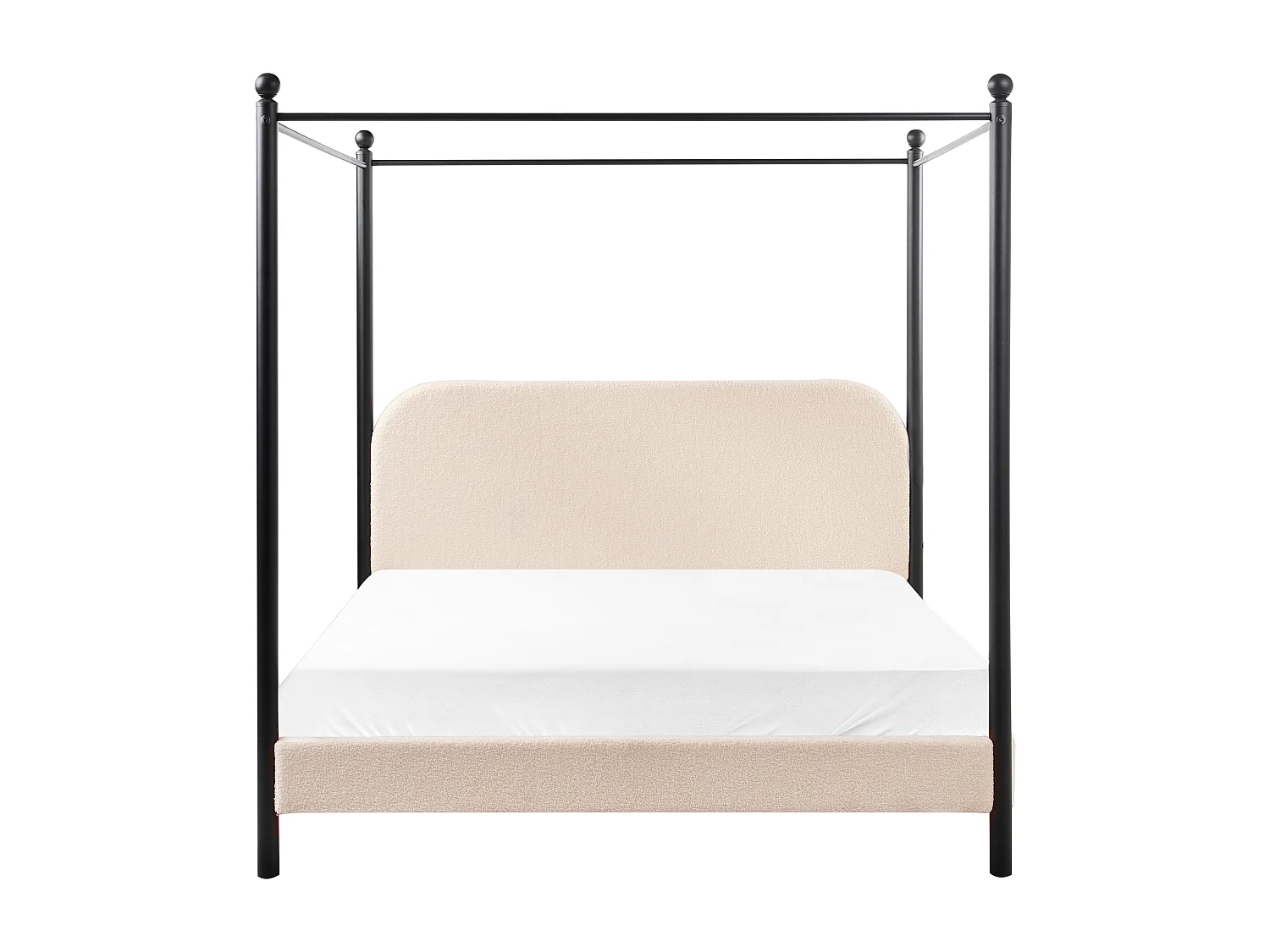 Letto a baldacchino Bouclé DANNEMOIS 160 x 200 cm Beige