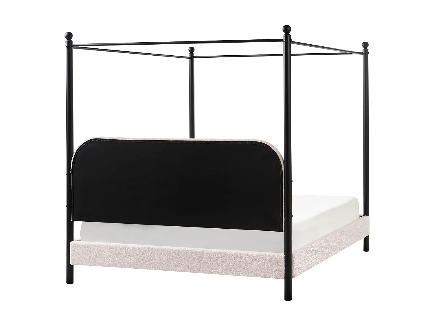 Himmelbett Bouclé DANNEMOIS 160 x 200 cm Beige