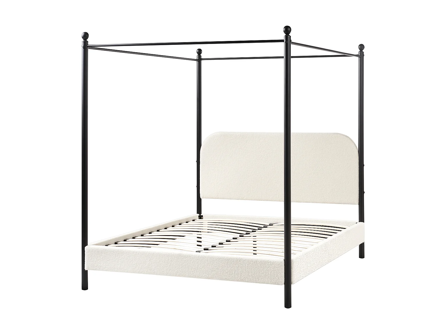 Himmelbett Bouclé DANNEMOIS 140 x 200 cm Cremeweiss