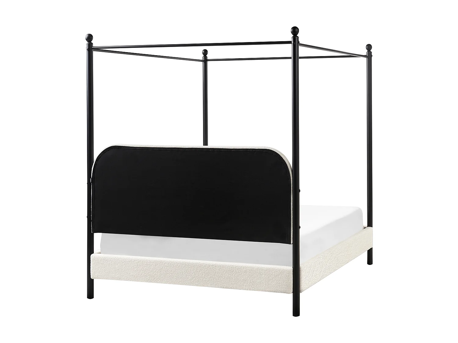 Himmelbett Bouclé DANNEMOIS 140 x 200 cm Cremeweiss