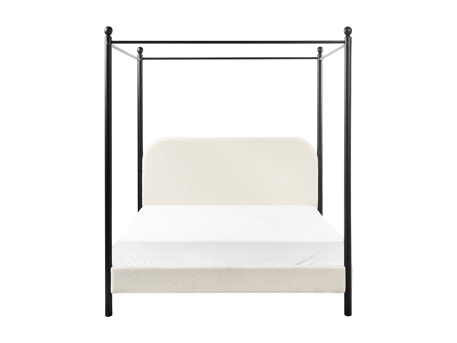 Lit à baldaquin Bouclé DANNEMOIS 140 x 200 cm Blanc cassé