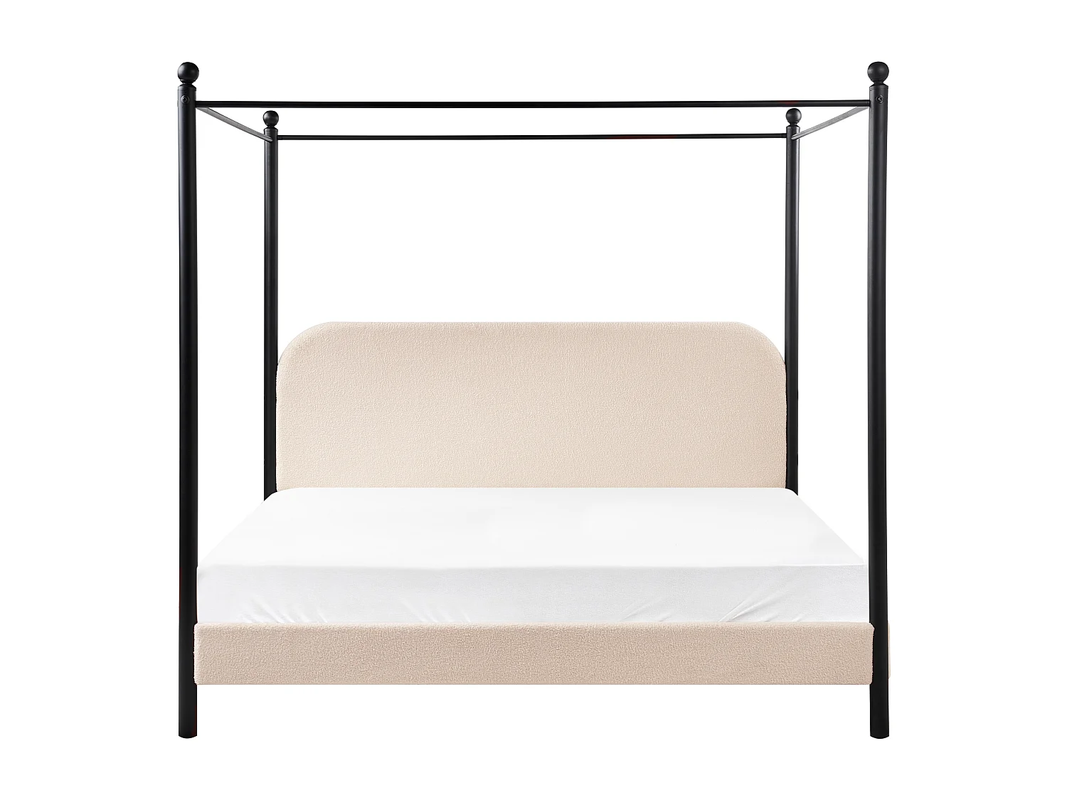 Letto a baldacchino Bouclé DANNEMOIS 180 x 200 cm Beige