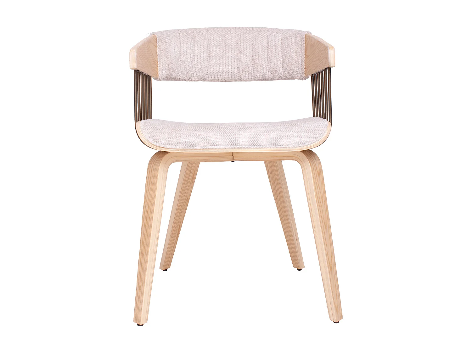 Brema - Set 2 Sedie Imbottiti 51x78x42,5 cm in Legno di Plywood e Tessuto Beige