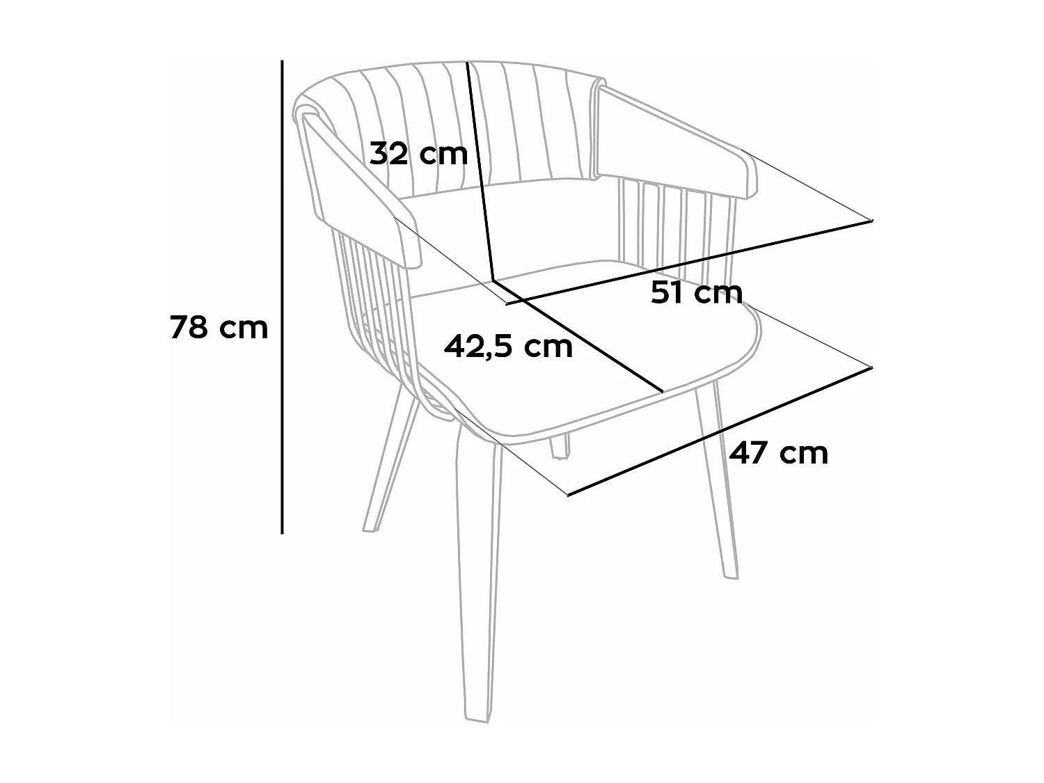 Brema - Set 2 Sedie Imbottiti 51x78x42,5 cm in Legno di Plywood e Tessuto Beige