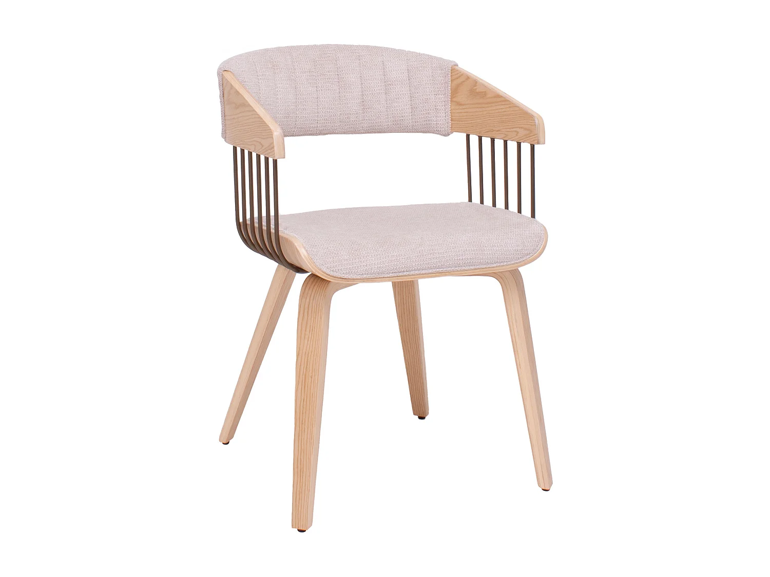 Brema - Set 2 Sedie Imbottiti 51x78x42,5 cm in Legno di Plywood e Tessuto Beige