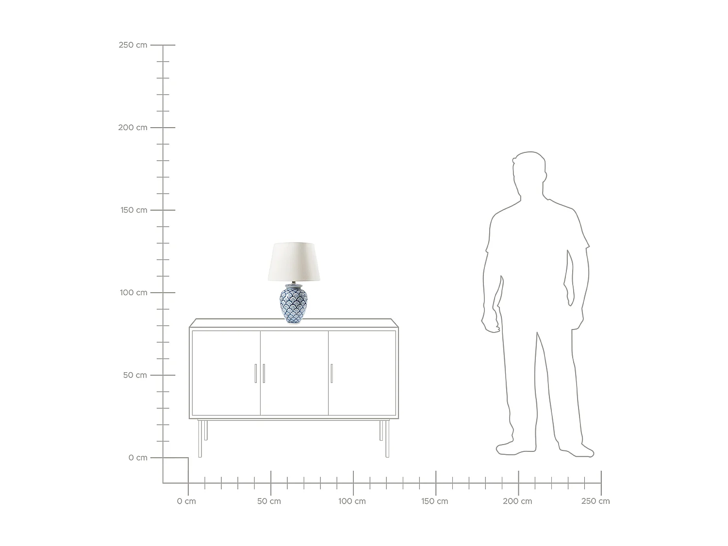 Lampe à poser JAUCA Porcelaine Blanc/bleu