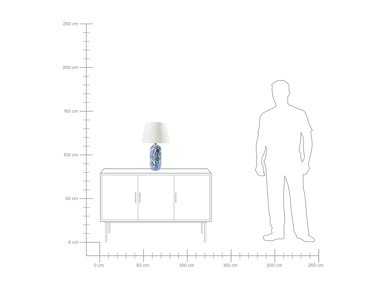 Stilvolle Tischlampe mit Porzellansockel und Blumenmuster Leichter Leinenschirm Wohnzimmer Schlafzimmerbeleuchtung Blau und Weiß Aibonito