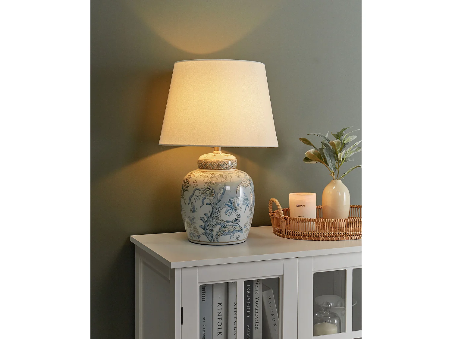 Tafellamp JAMAPA Porselein Wit/blauw