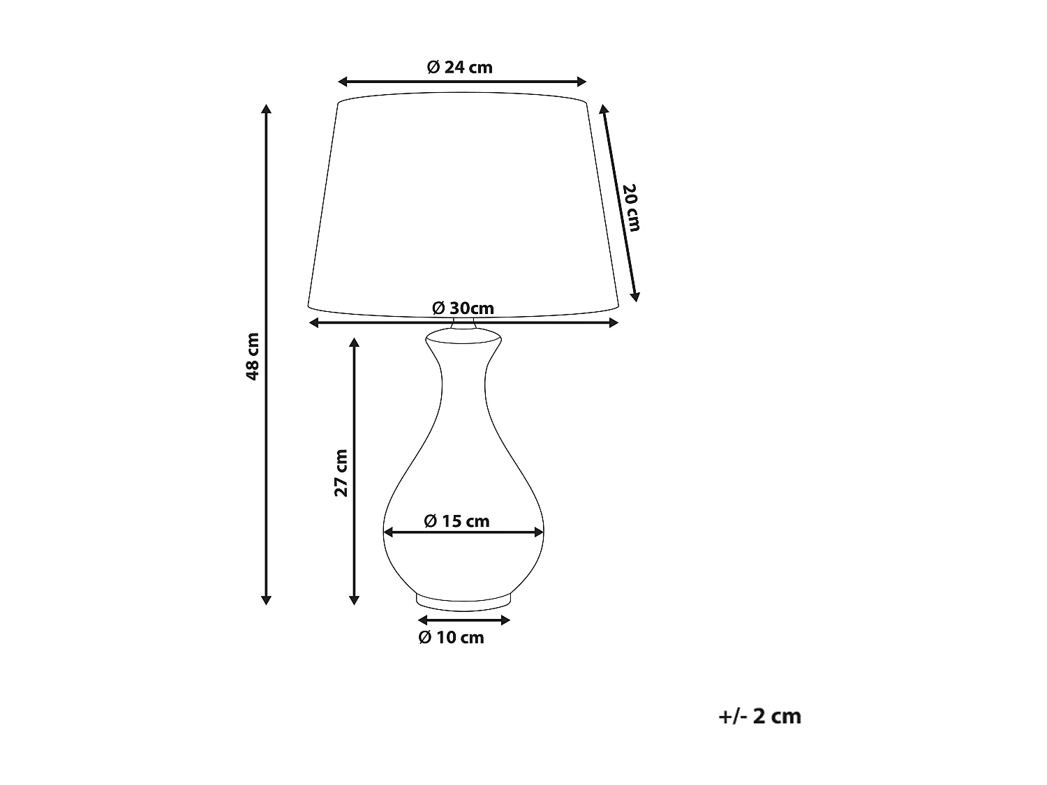 Tischlampe Porzellan Vasenfuß weiß / blau Stoffschirm Trommelform 48 cm Carmen