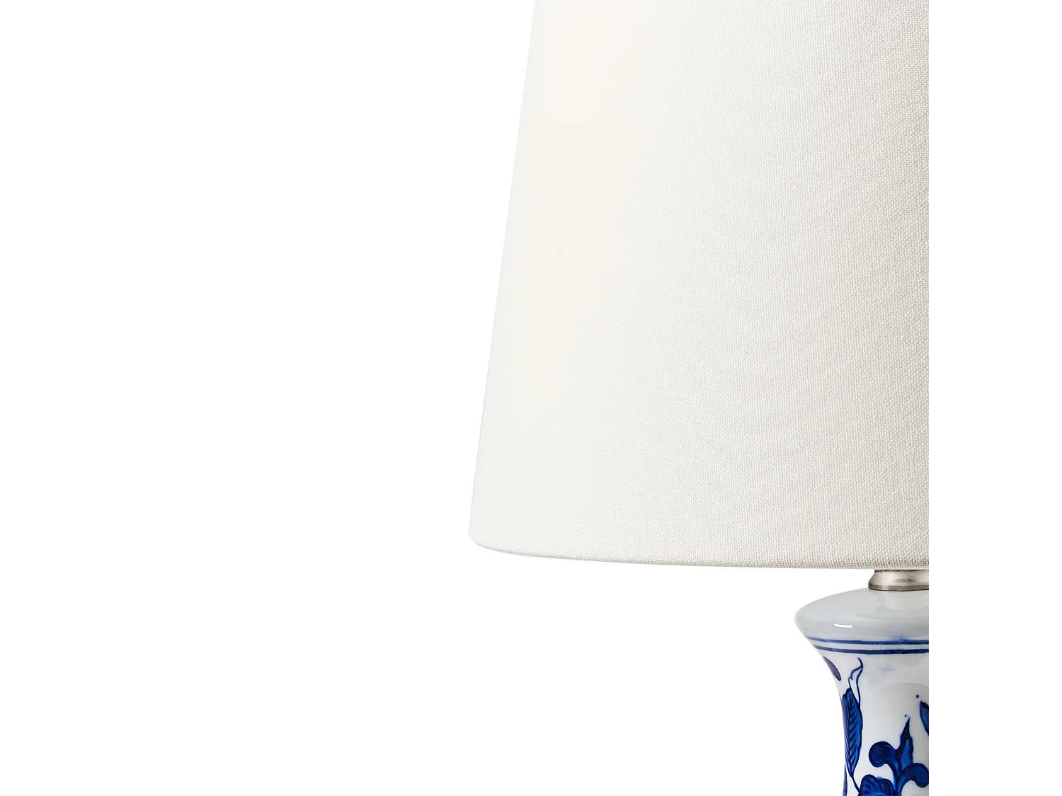 Tischlampe Porzellan Vasenfuß weiß / blau Stoffschirm Trommelform 48 cm Carmen