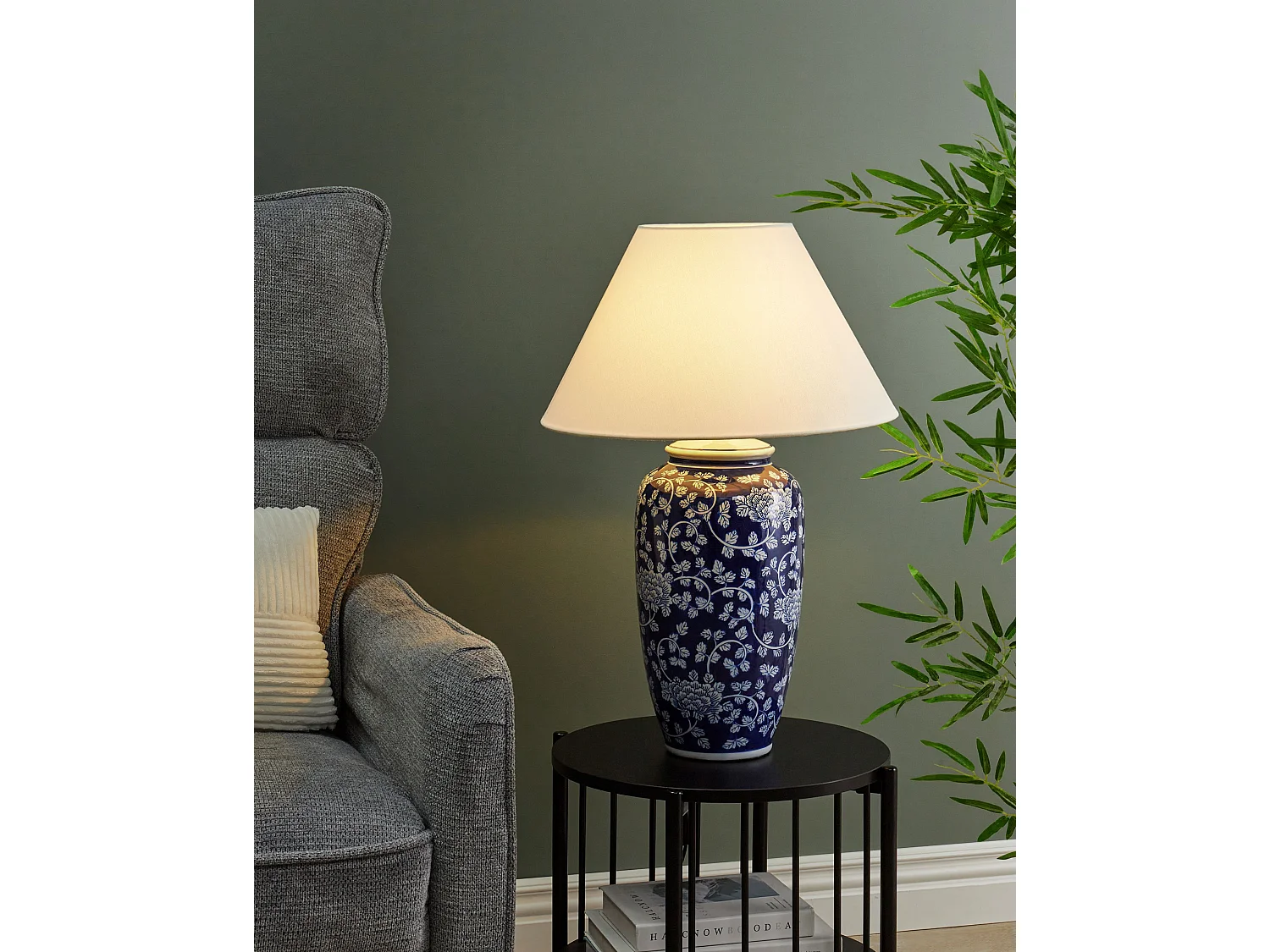 Lampe à poser ANGELES Porcelaine Bleu