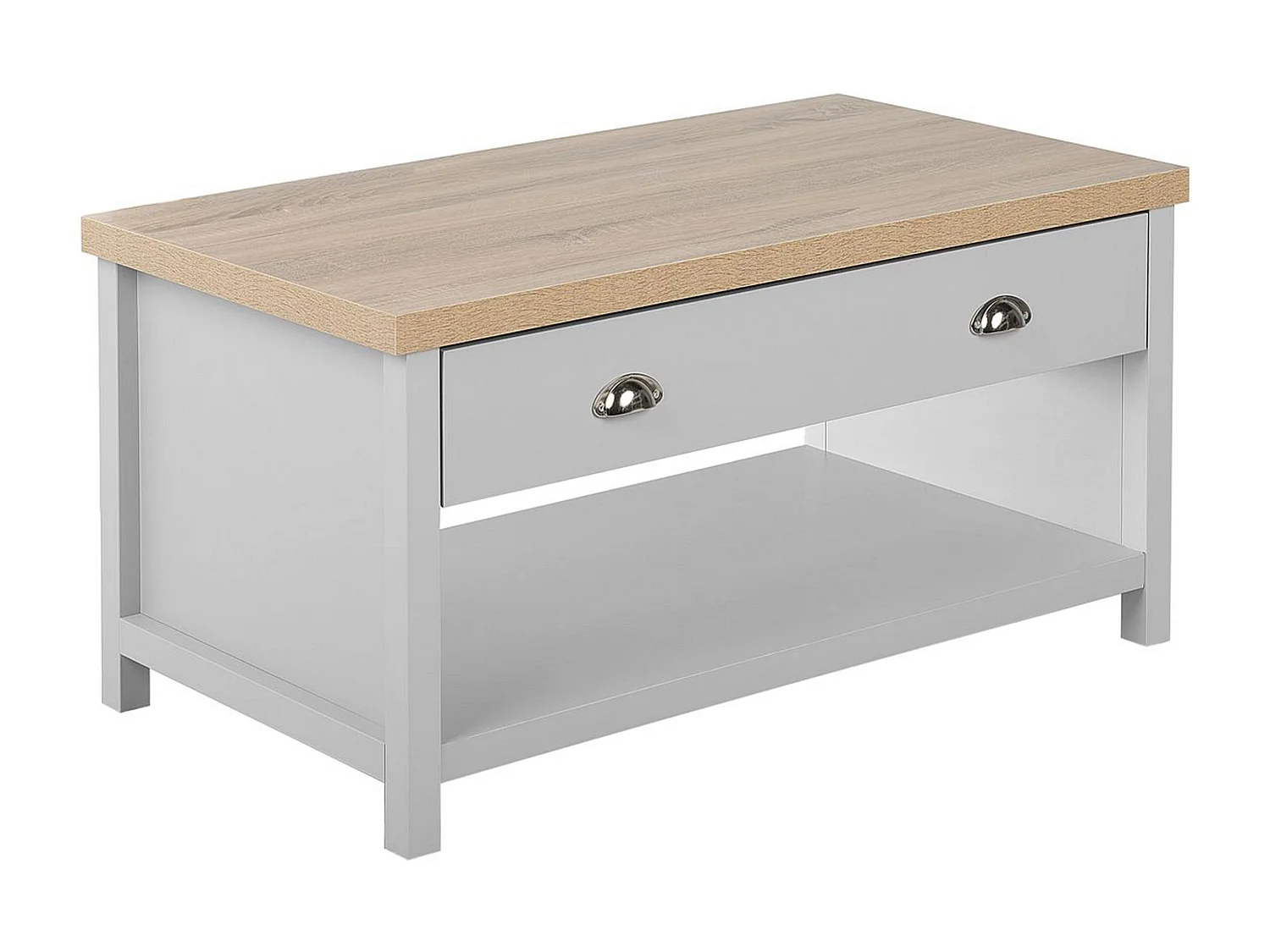 Praktischer Couchtisch MDF-Platte 1 Schublade grau/heller Holzfarbton Clio