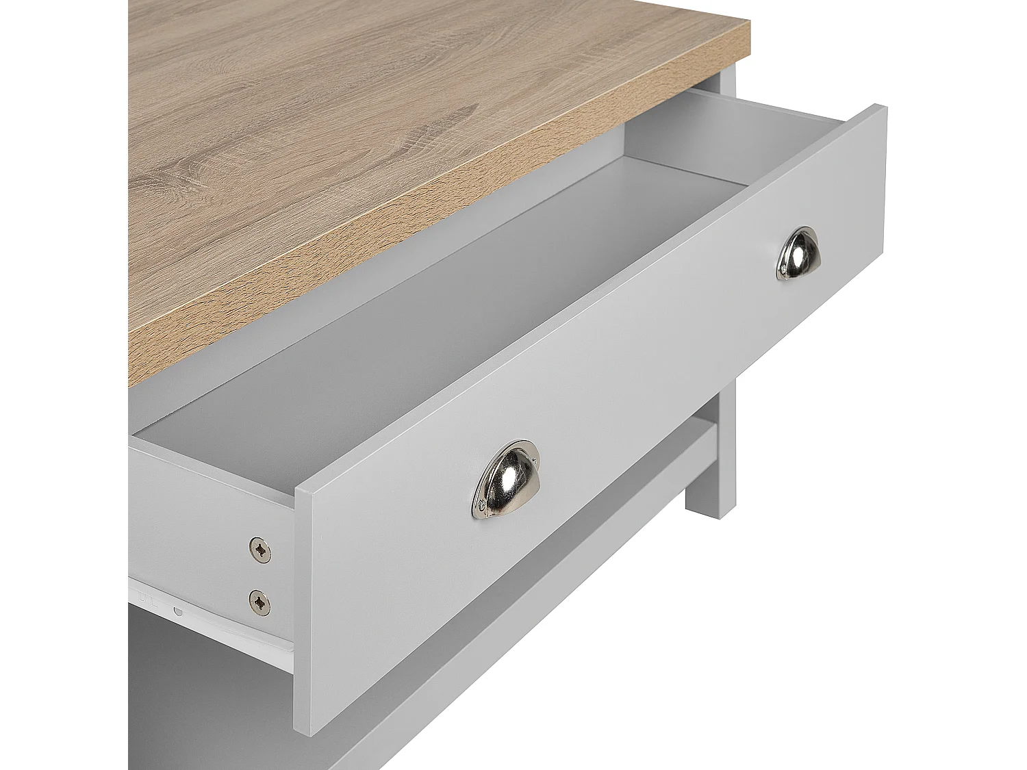 Praktischer Couchtisch MDF-Platte 1 Schublade grau/heller Holzfarbton Clio