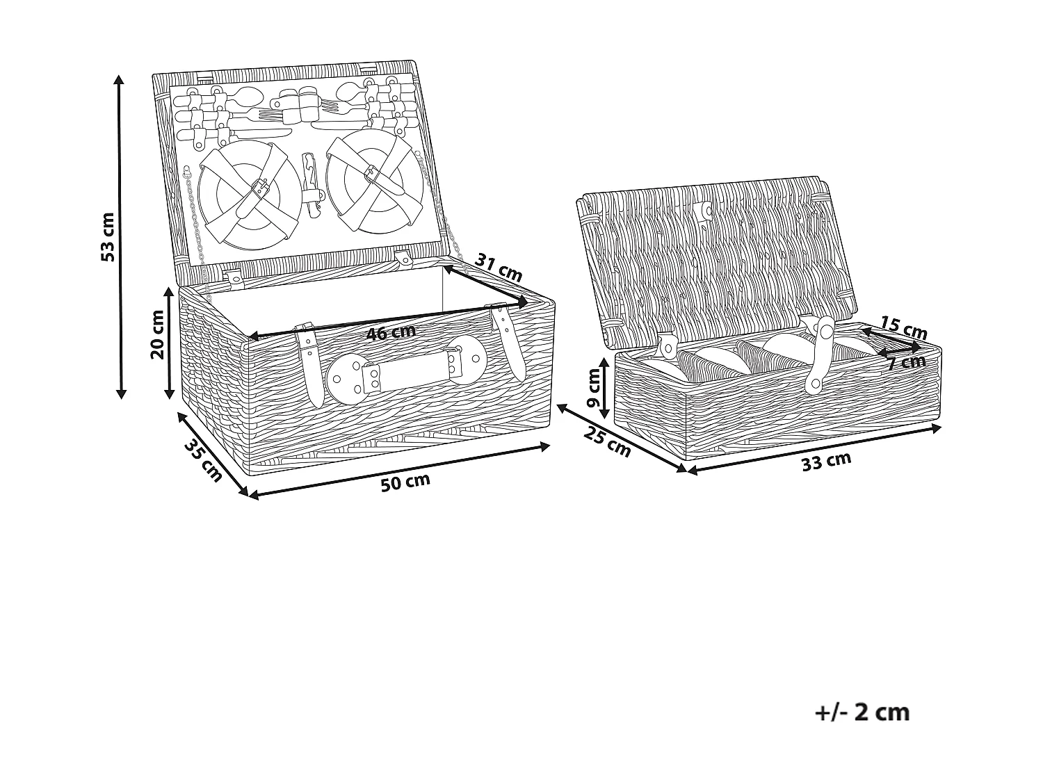 Picknickkorb PRUNEAU Geflecht Braun