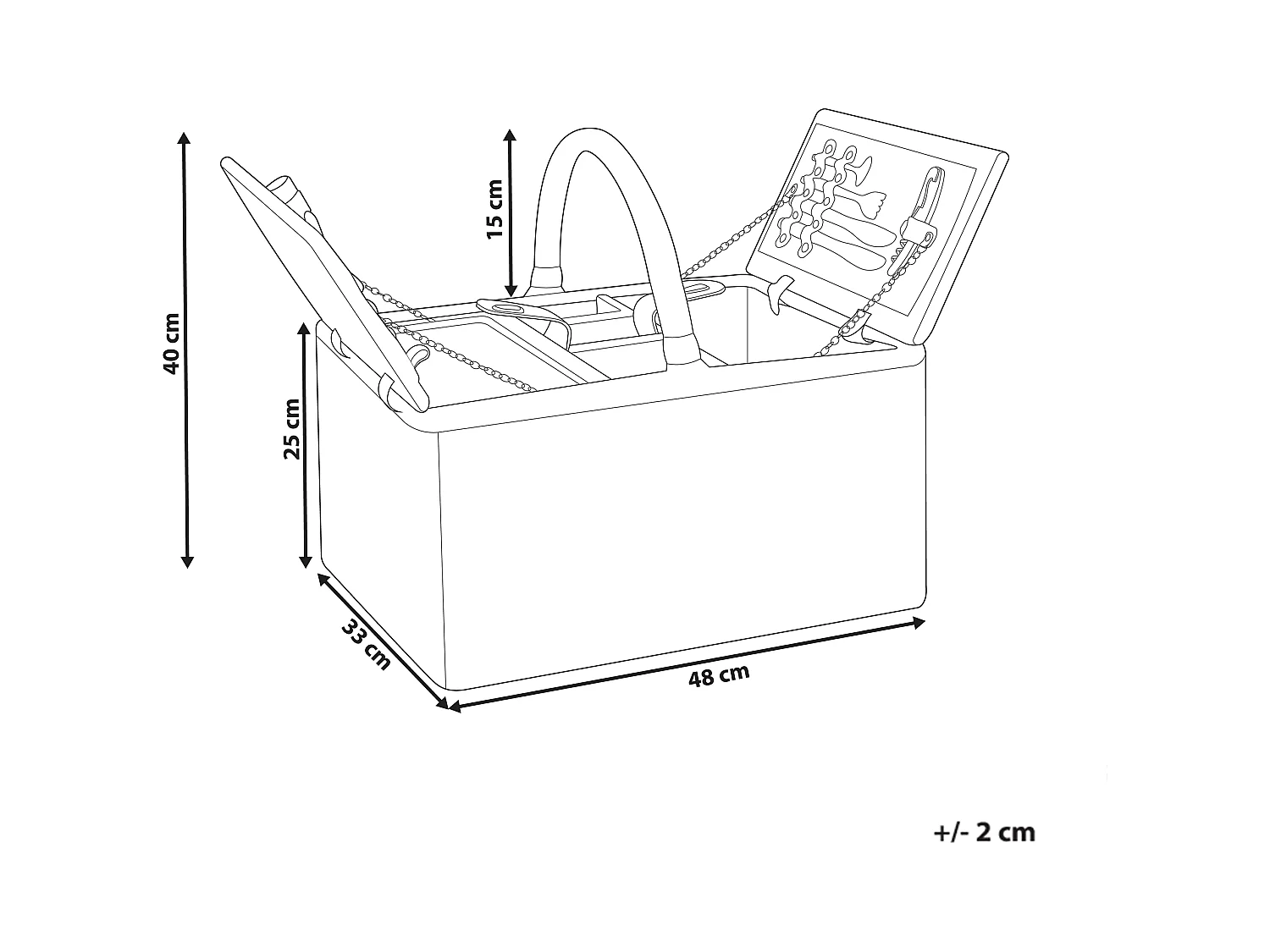 Panier de pique-nique GROSEILLE Osier Gris