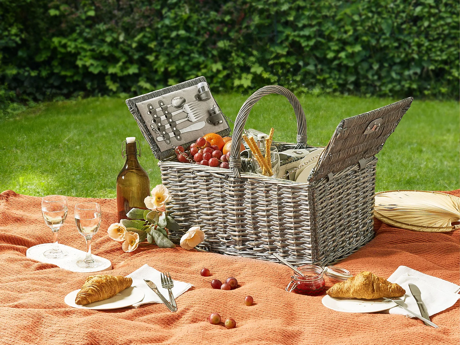 Panier de pique-nique GROSEILLE Osier Gris