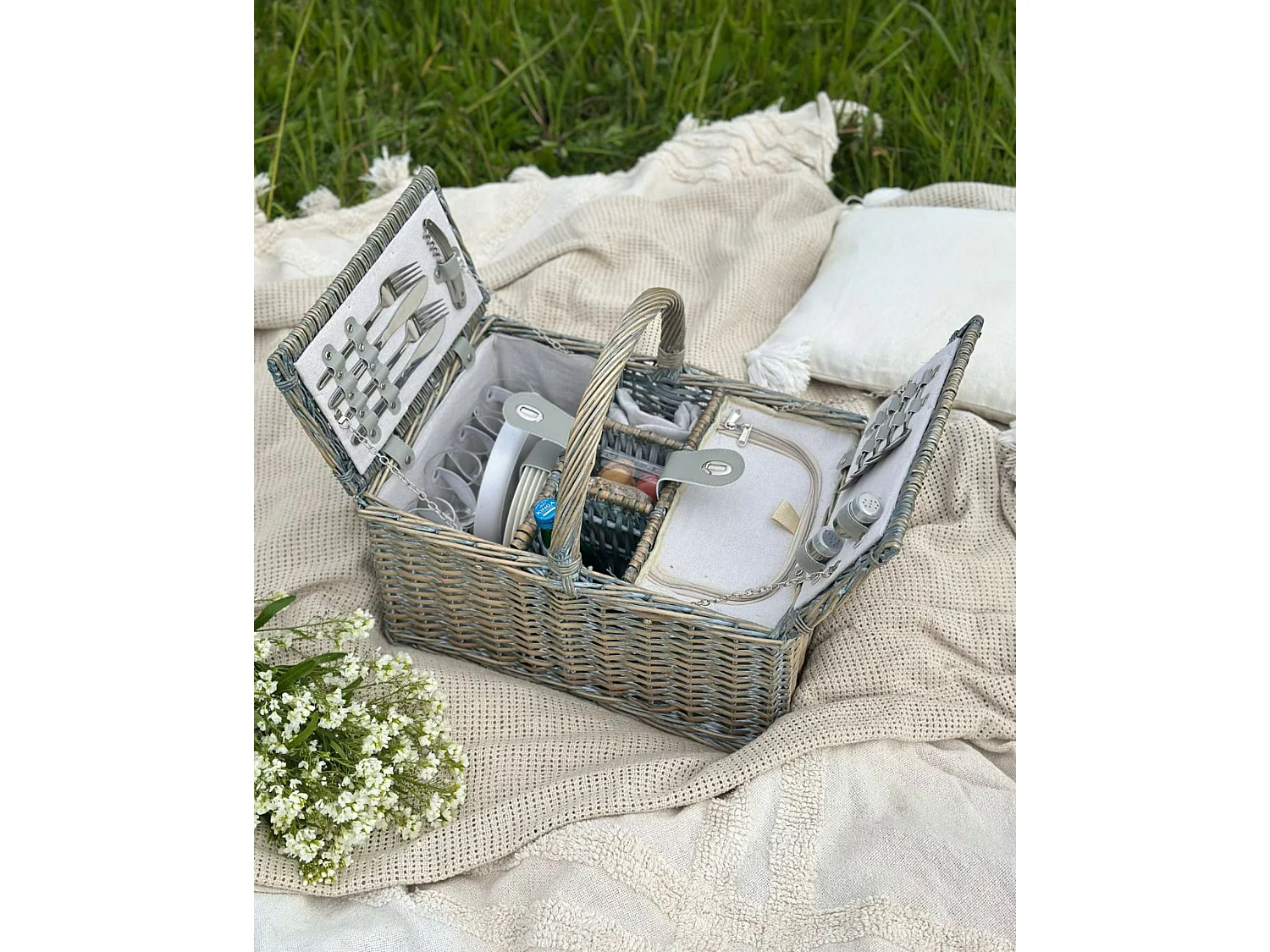 Cesto da Picnic GROSEILLE Vimini Grigio