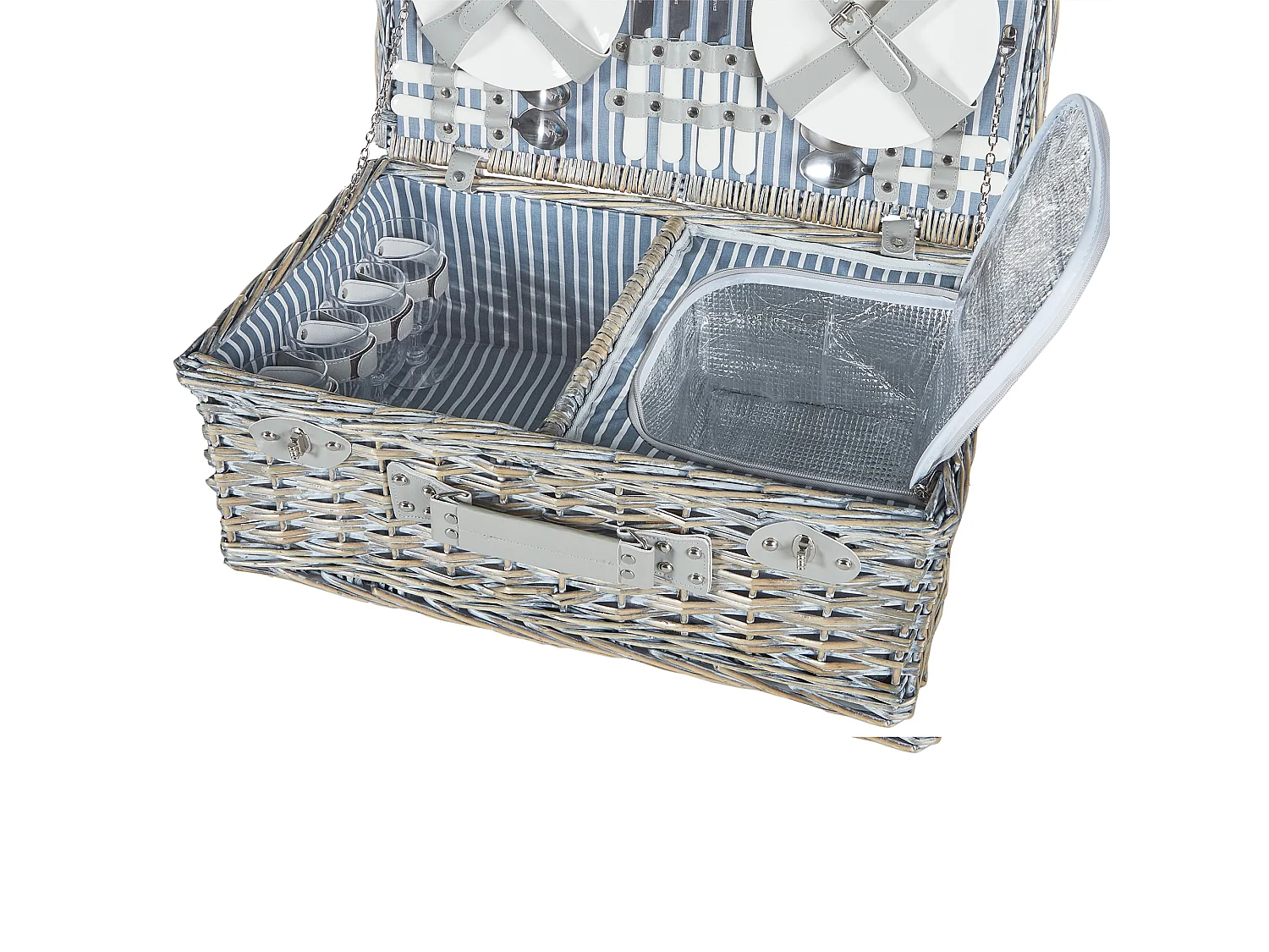 Picknickkorb FIGUE Geflecht Grau