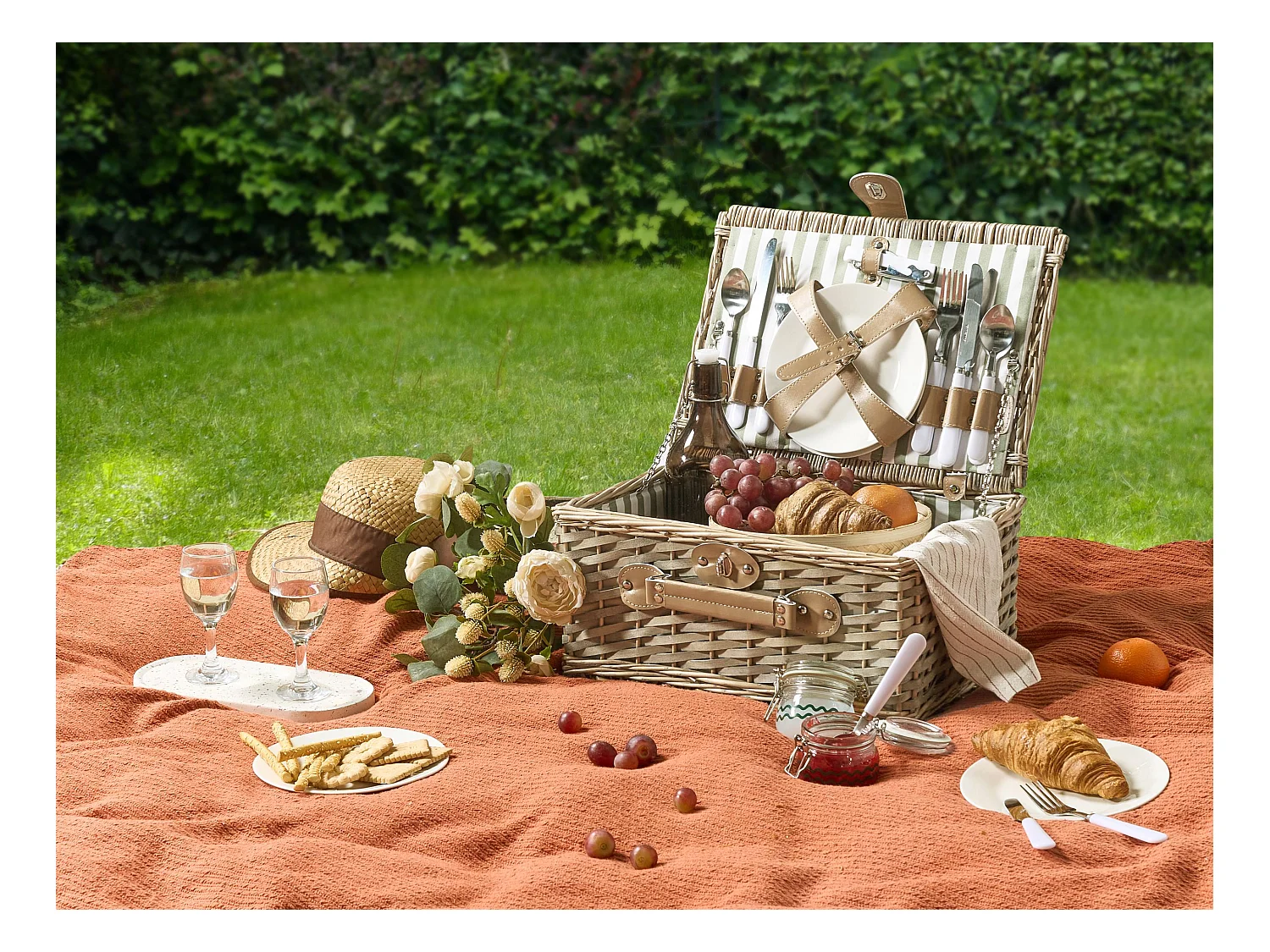 Panier de pique-nique CLEMENTINE Osier Naturel