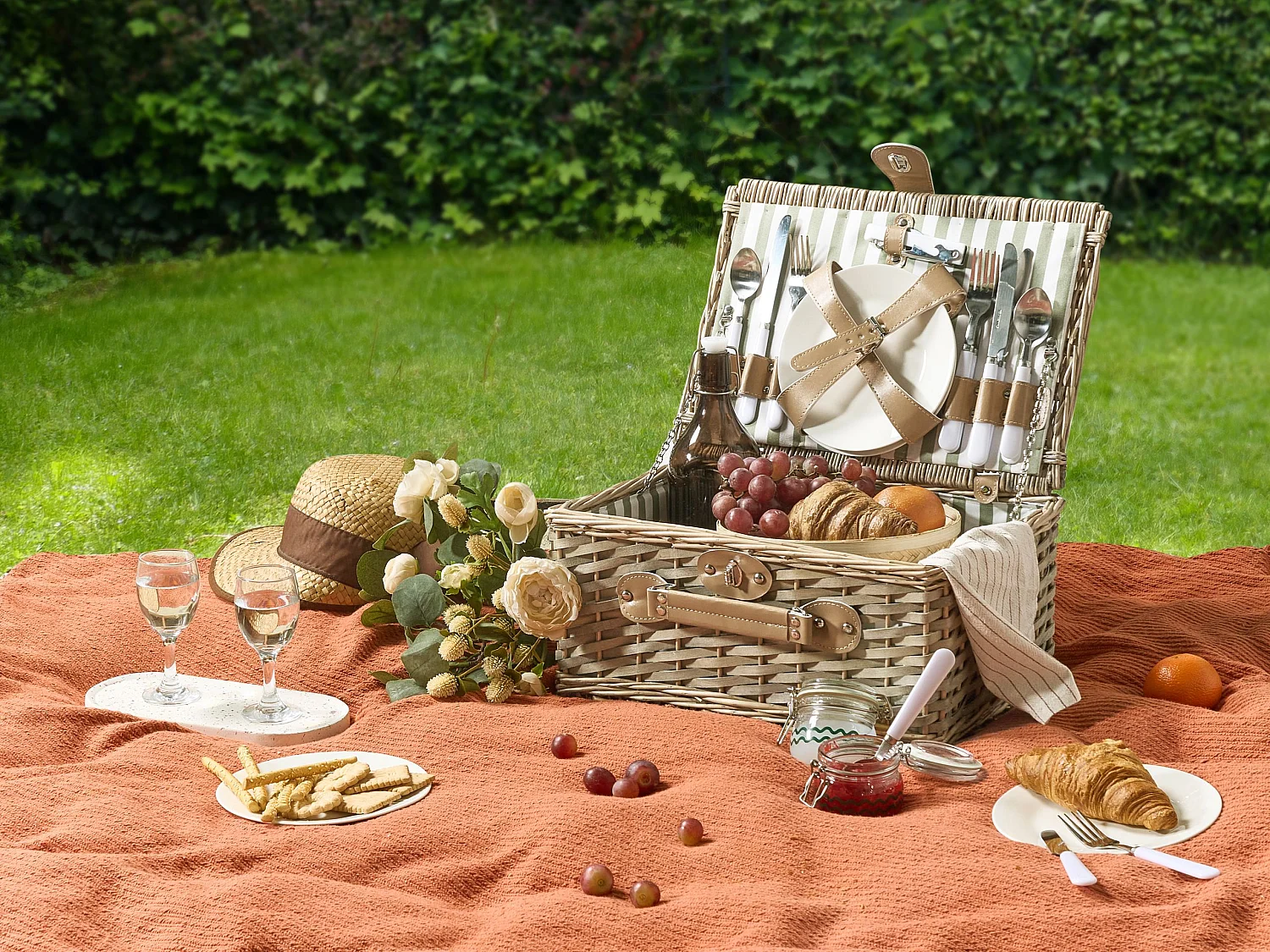 Panier de pique-nique CLEMENTINE Osier Naturel