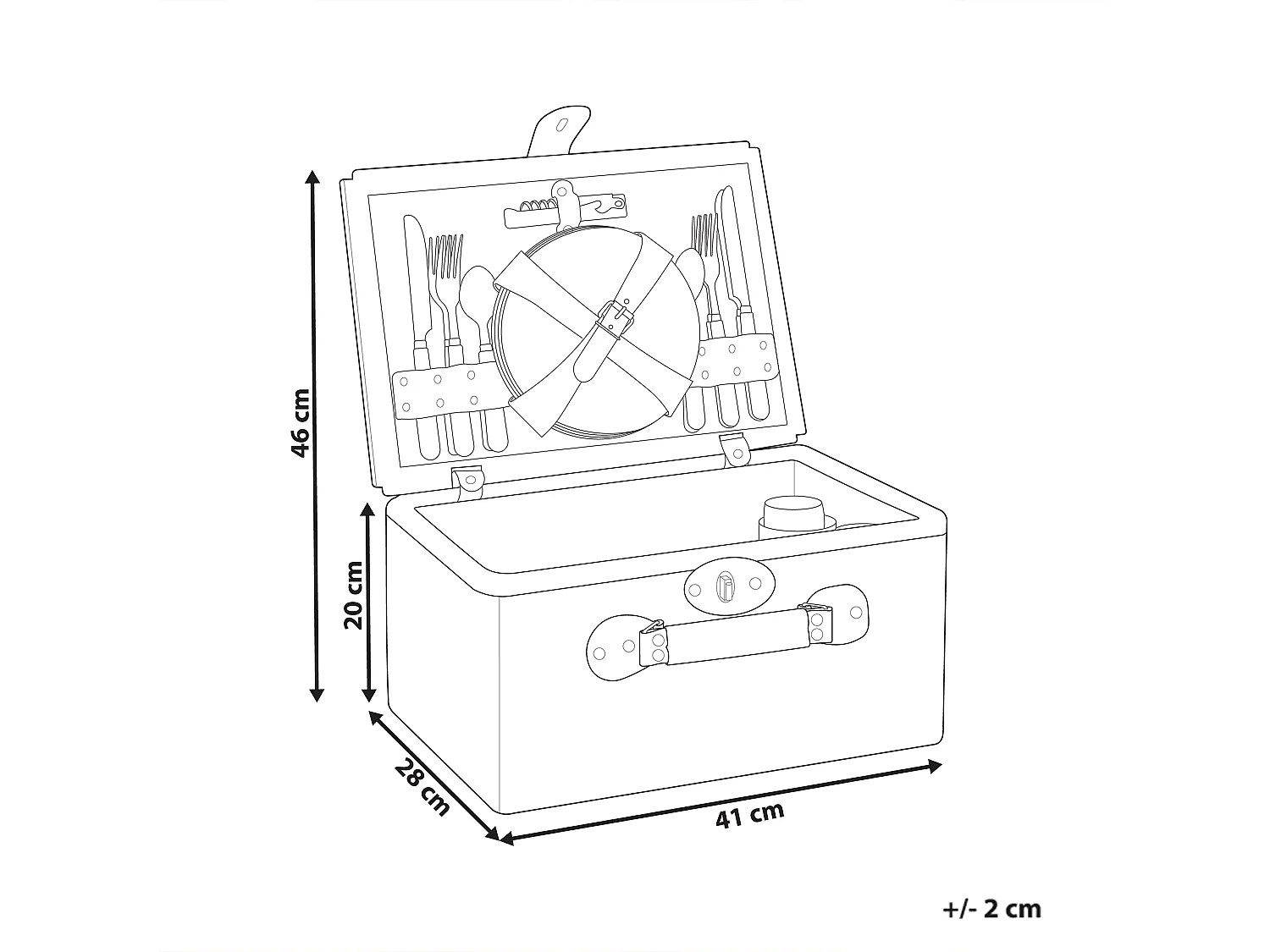 Picknickkorb 4 Personen Weide naturfarben Kühltasche Teller Besteck Clementine