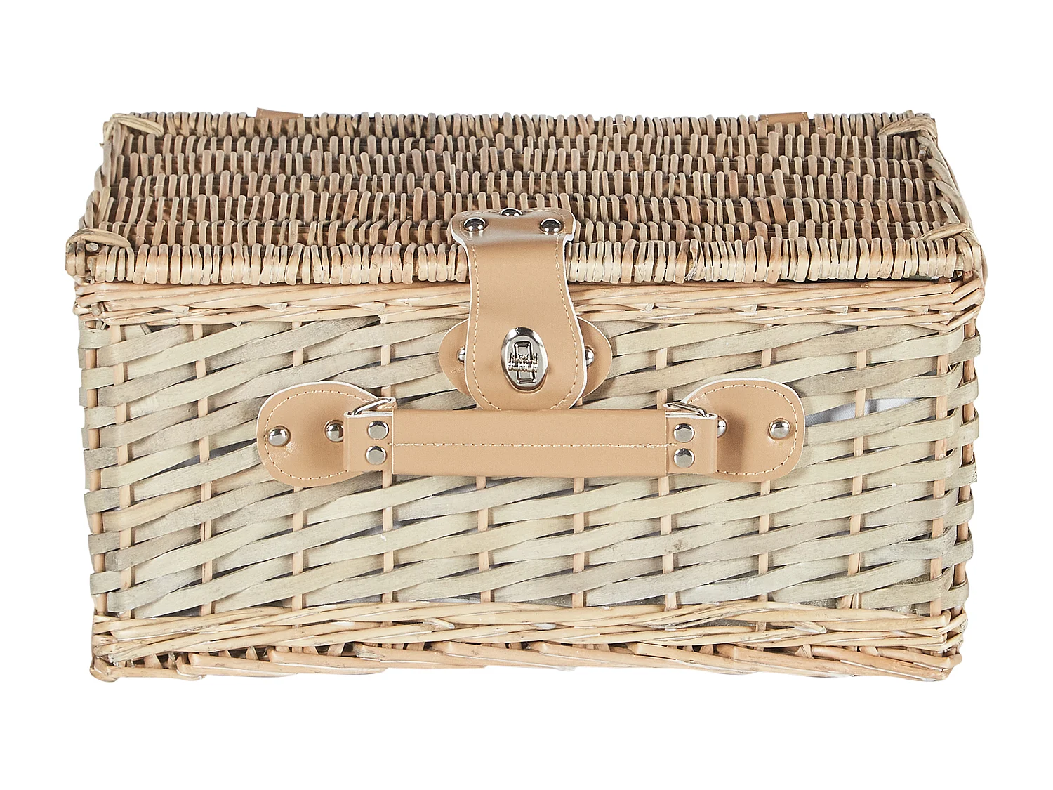 Picknickkorb 4 Personen Weide naturfarben Kühltasche Teller Besteck Clementine