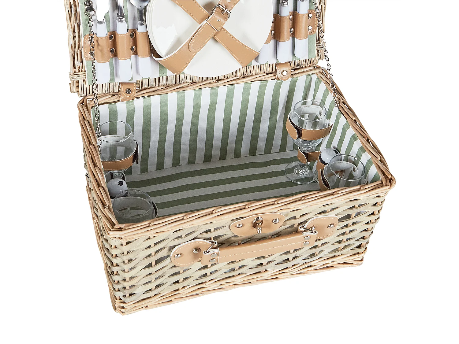 Picknickkorb 4 Personen Weide naturfarben Kühltasche Teller Besteck Clementine